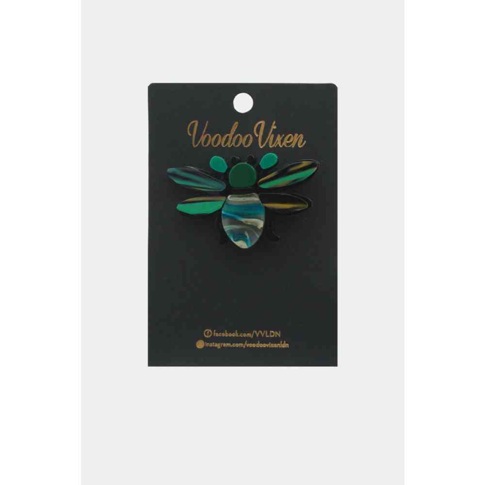 Voodoo Vixen - Resin Bug Broche - Green